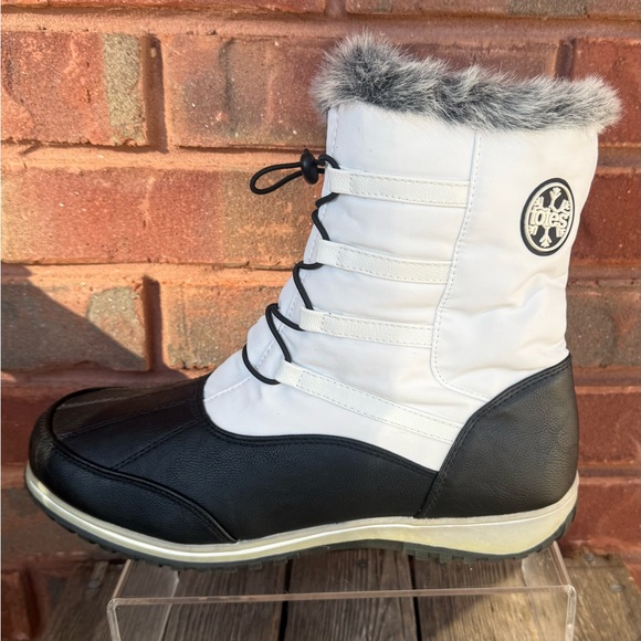 Totes Weatherproof Adele Winter Snow Boots Womens Size 10 White Black Fur Lined - Picture 5 of 16
